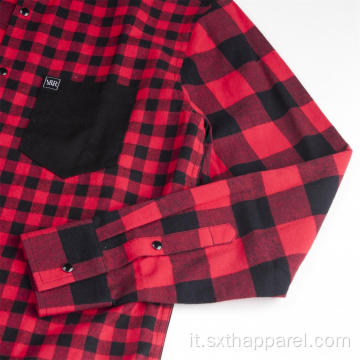Camicia calda scozzese giacca a maniche lunghe in pile